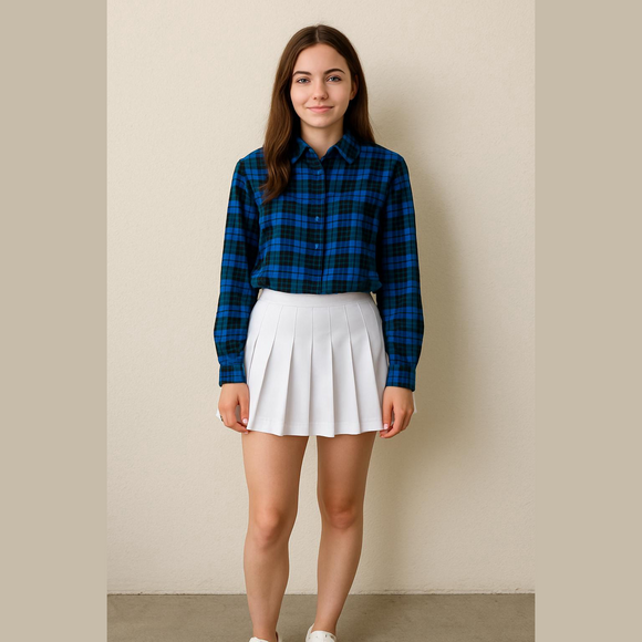 Carlisle Tops - Vintage Silk Plaid Blouse with shoulder pads